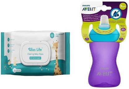 Philips Avent SOFT SPOUT CUP 300ML / 9M+ WITH BLISS LIFE WIPES 72S