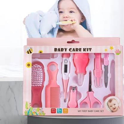 ROMYCRON 10 Pcs Baby Grooming Kit Nail Care, Comb, Scissor Newborn Baby Care Kit Gift Set