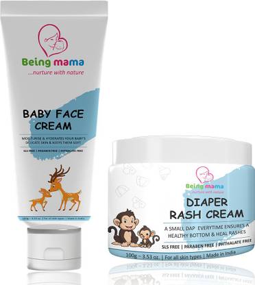 Being mama Baby Face Cream (100ml) & Diaper Rash Cream (100g) Pack of 2