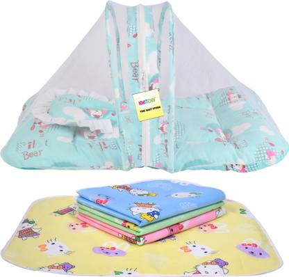 Toddylon New Born Baby Mosquito Net Bed With Bed Protedtor