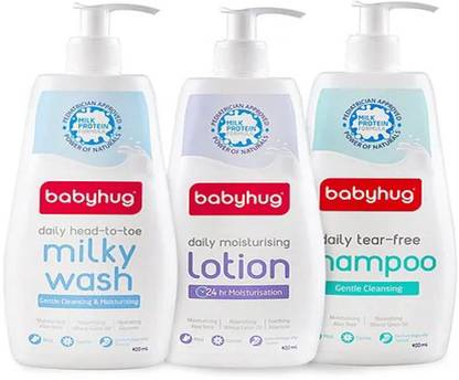 babyhug Combo of Daily Milky Wash, Shampoo & Lotion Complete Care - 400ml