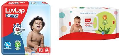 LuvLap LL Baby Diaper Pants XL size 54 pcs & lid wipes 72 pcs