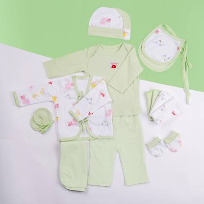 LOYZO Newborn Baby Welcome Kit Gift Set - Baby Clothes 100% (Pack Of 15)