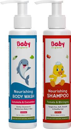 BabyOrgano Baby Ayurvedic Body Wash for Kids & Tear Free Baby Shampoo