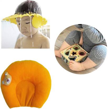 MARQUEONN ® Child Bath Shower Cap With Mustard Seed pillow or Knee pad