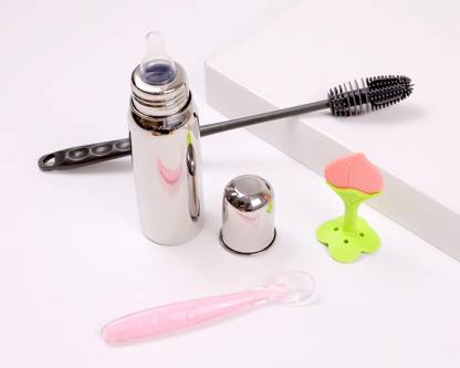 CHILD CHIC StainlessSteel Baby Feeding Bottle250ml,BottleCleaningBrush,SiliconSpoon,Teether