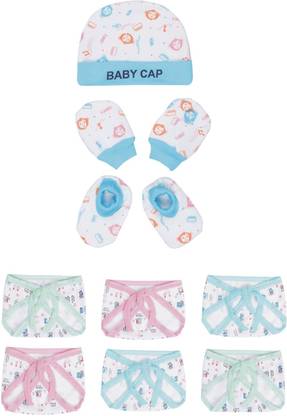 MEEOWMEE COMBO OF NEW BORN BABY NAPPY,DIAPER,LANGOT AND BABY CAP,MITTEN, BOOTIES SET.