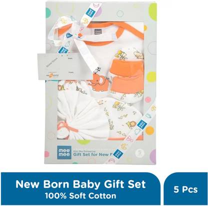 MeeMee Pampering Gift Set for New Borns (5 pcs, Orange)