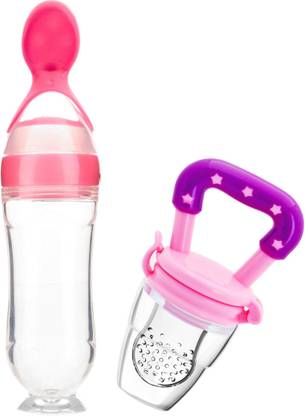 Babylib New Born Silicon Spoon Feeding Bottle With Fruit Soother Nipple