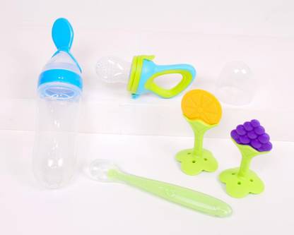 SHOPPIZONE Spoon Feeder Bottle With Fruit Soother 1 Silicon spoon & 2 Fruit Shape Teether