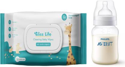 BLISS LIFE BABY WIPES LID 72S WITH PHILIPS AVENT ANTI COLIC BOTTLE 125ML OM+ TEAT