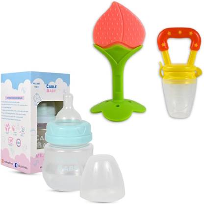 Radha Madhav Toys RM Toys Baby Feeding Bottle, Teether and Nibbler Combo