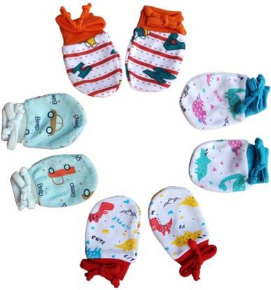 gracy 0-6m New Born Baby Mittens Baby Boys Girl Hand Gloves Multi Color Pack 4 Pair