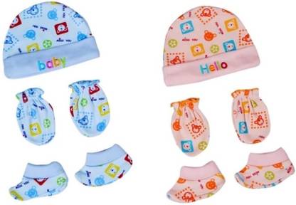 MEEOWMEE Interlock Knit baby Cap hat Mittens & Booties Set