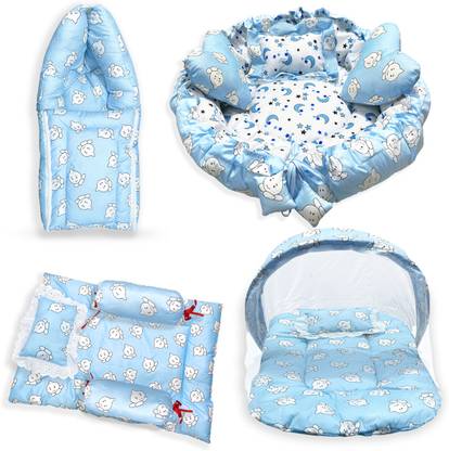 Baby Desire Combo of Baby Nest | Bed with Net | Carry Bag | 4 Pcs Bedding Set