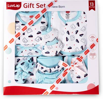 LuvLap Newborn Baby Gift Set of 13,Soft Skin Friendly Baby Clothes Set 0-3 Months,