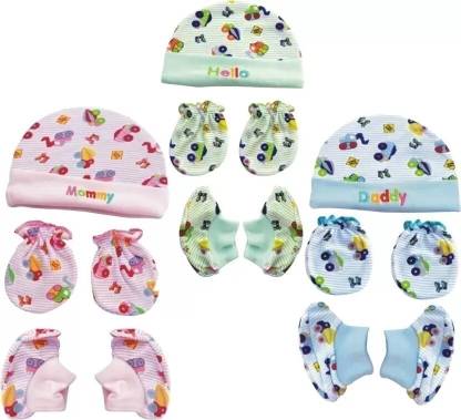 PRSTI Supersoft Cotton Booty, Mitten and Cap combo for new born baby (Pack Of 3)