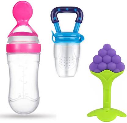 Prettify spoon bottle and fruit nibbler and fruit teether pack of 3