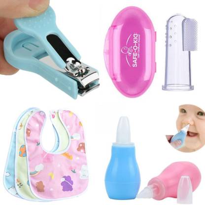 Goyoku BaBy Bib 3,Nail cuter, Nose Cleaner, Finger tooth Brush Pack of 6