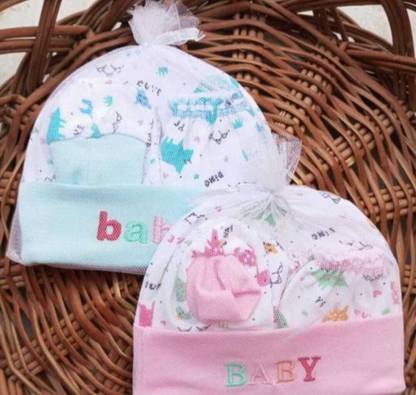 Diptchy Enterprises Baby Cap, Mitten & Booties Set For 0-6 Months
