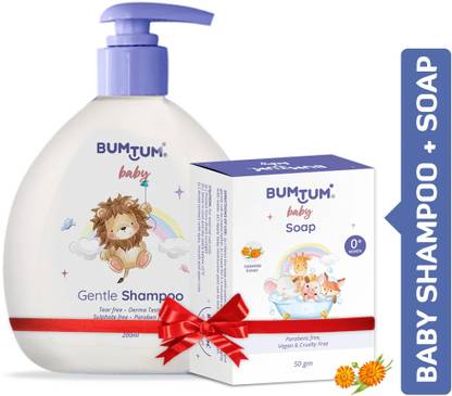 BUMTUM Combo Pack Gentle Baby Shampoo & Soap No Tear Paraben Free Vegan & Derma Tested