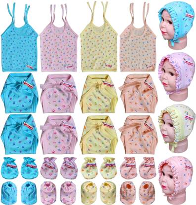 Babcon New Born Cloth With Jabla,Nappy,Mitten Booties and Caps,0-6 Month,Hosiery