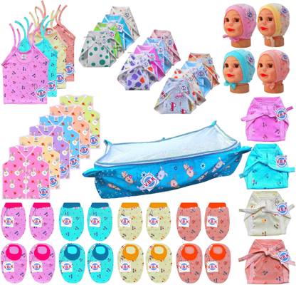 V.B.K Baby Clothes With Jabla,Nappy, Mitten Booties and Cap and Khoyu ,0 to 6 Months