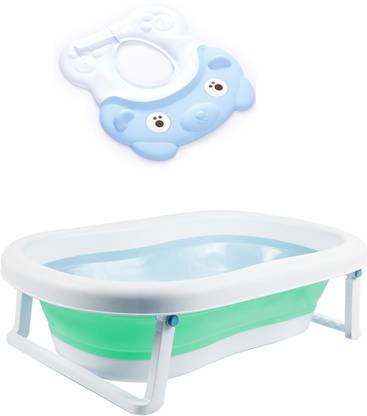 Safe-o-kid Combo-Baby Foldable Bathtub with Temperature Plug with 1 Adjustable Shampoo Hat