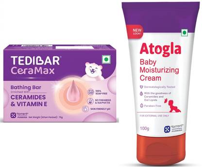Tedibar Ceramax Bathing Bar,75g & Atogla Baby Moisturizing Cream,100g