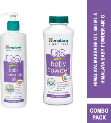 HIMALAYA BABY MASSAGE OIL 500ml+POWDER 400g Bundle pack