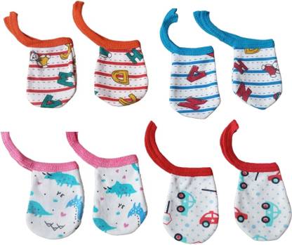 gracy 0-6 New Born Baby Mittens Baby Boys Girl Hand Gloves Soft Fabric Set 4 Pair