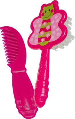 Beebaby Soft Brush and Comb Set for Newborn Babies Butterfly Shape (Pink)