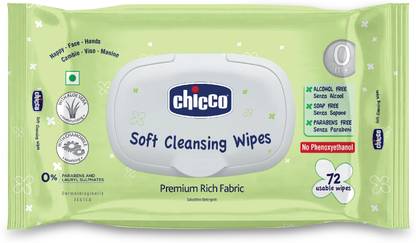 Chicco Fliptop Soft Cleansing Wipes 72 (Pack of 4)
