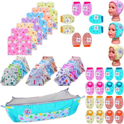 V.B.K Baby Items With Jabla,Nappy, Mitten Booties and Cap and Khoyu ,0 to 6 Months