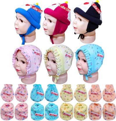 Babcon Baby Mitten Booties and Cap Set, Hosiery Fabric, 0 to 6 Months