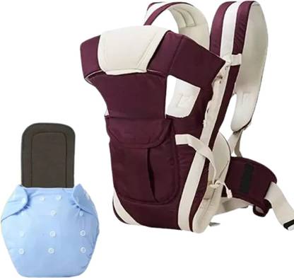 DECRONICS Reusable Cloth Diaper With White Insert Pad & 4-in-1 Positions Baby carrier Bag
