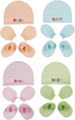 MEEOWMEE Newborn Baby Mitten Sets with Cap and Booties Set/Newborn Gloves Set