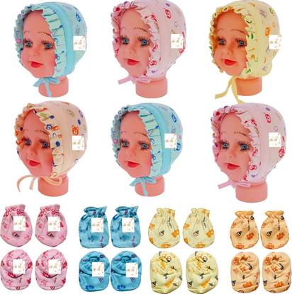 VINI VIDI New Born Baby Care Cloth Set Combo Hand Mittens,Leg Booties,Cap Hosiery Material