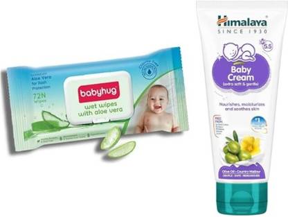 babyhug Wet Wipes with Aloe Vera - 72 Pcs, Baby Cream Face Moisturizer Day Cream, 100ml