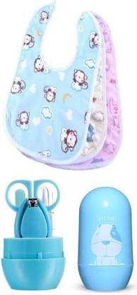 Prettify Baby Nail Cutter Kit, Grooming Kit, Pedicure Kit with Button Bibs Three Pieces
