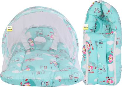 Kwitchy New Born Baby Mosquito Net Bed with Cushioned Pillow and Sleeping Bag