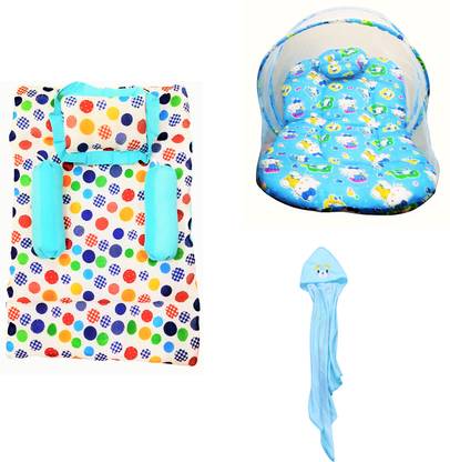 Jm collections Newborn Bedding Set (1 Baby Mosquito Net, 1 Baby bedding set, 1 Baby blanket)