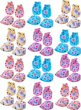 V.B.K Baby Mittens and Booties Set, Pack Of 12, 0 to 6 Month, Hosiery Fabric
