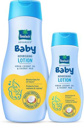 Parachute Advansed Baby Lotion for New Born Babies | Virgin Coconut Oil & Milk | 410+200ml
