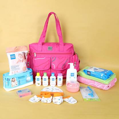 MeeMee Newborn Baby Gift Set with Maternity Bag – Baby Skincare, Diaper, Towel & More