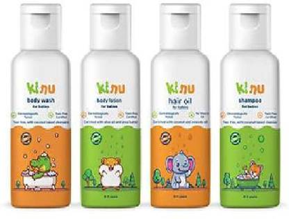 kinu Body Lotion, Body Wash, Shampoo & Hair Oil 30ML Each For Baby
