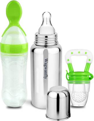 Wagwanfly Baby Feeding Bottle, Silicone Food and Fruit Feeder BPA Free, Anti-Colic