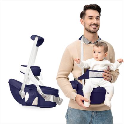 KIDS STATION Baby Carrier, 4 Positions, Cotton, Newborn to Toddler, 15kg Max (Blue) Baby Carrier