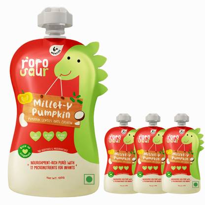 Rorosaur Baby Food - Millets and Multigrain Porridge with Pumpkin & Banana, Ready to Eat Cereal