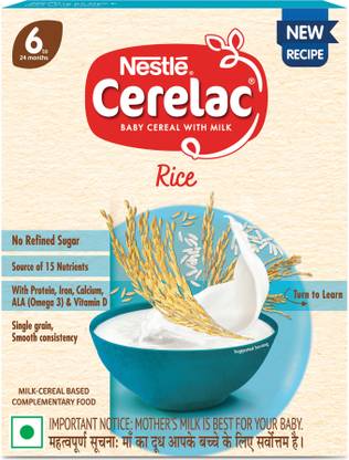 Nestle Cerelac Rice Baby Food Cereal for 6 to 24 Months Baby No Refined Sugar Cereal